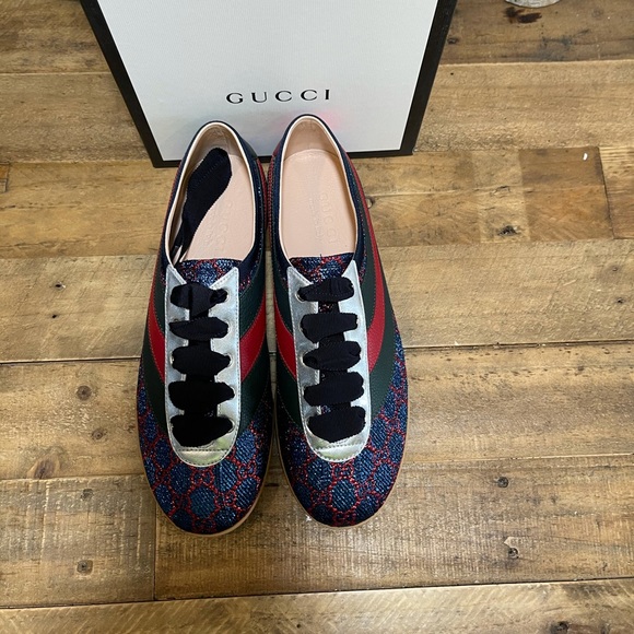 Gucci Falacer Lurex GG Sneakers w/Web - Picture 7 of 14